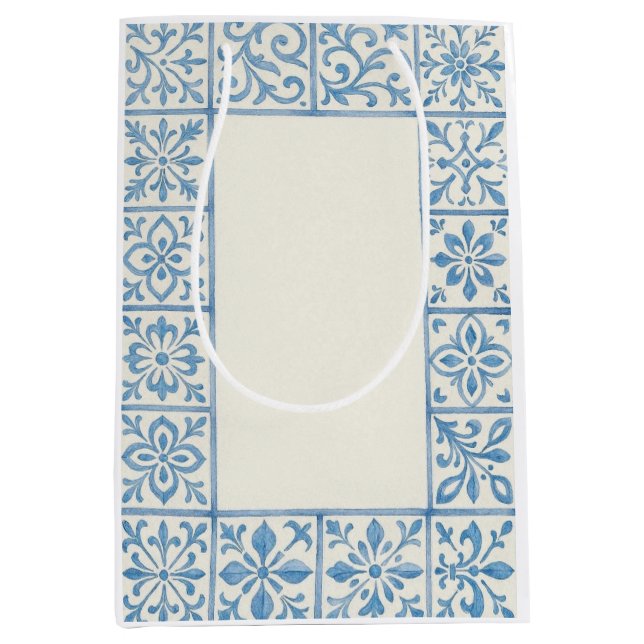Portugisiska Azulejo-kakel blå stationär design (Framsidan)
