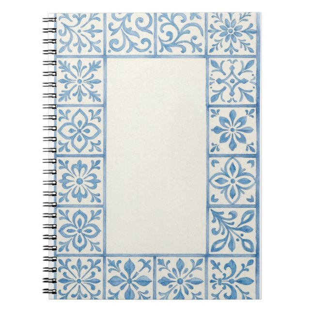 Portugisiska Azulejo-kakel blå stationär design Anteckningsbok (Framsidan)