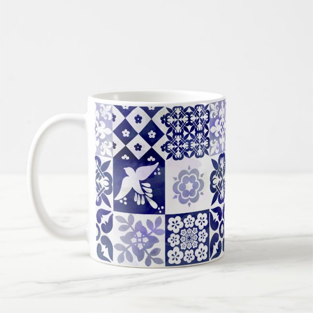 Portugisiska Azulejos belägger med tegel muggen Kaffemugg (Vänster)