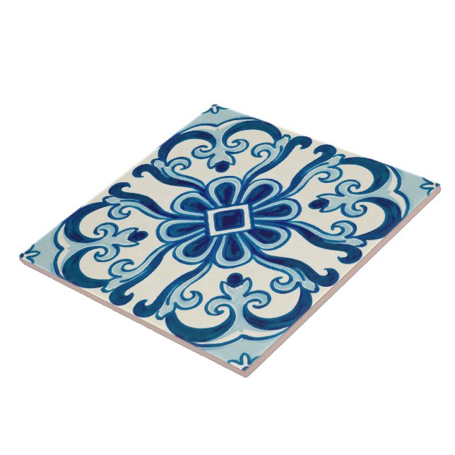 Portugisiska Azulejos Blue-Blommönstret  Kakelplatta (Sidan)