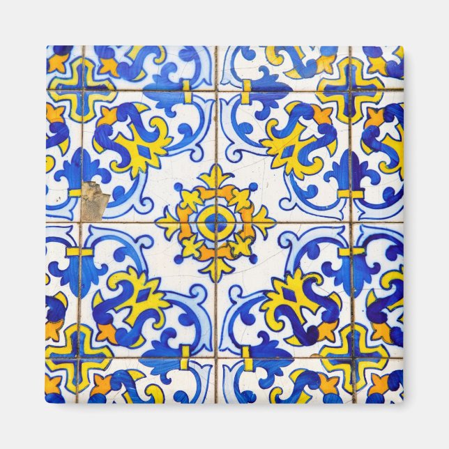 Portugisiska Azulejos Ceramic Tile Magnet (Framsidan)
