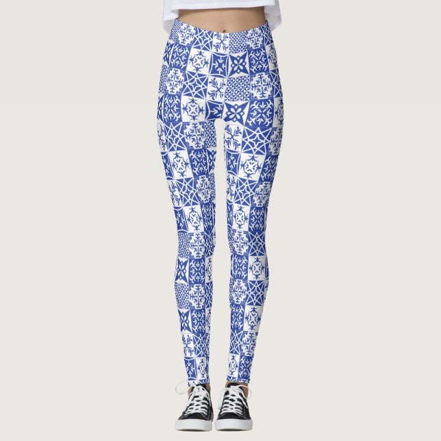 Portugisiska balkar, azulejo-plattor, Lissabon, st Leggings (Framsida)