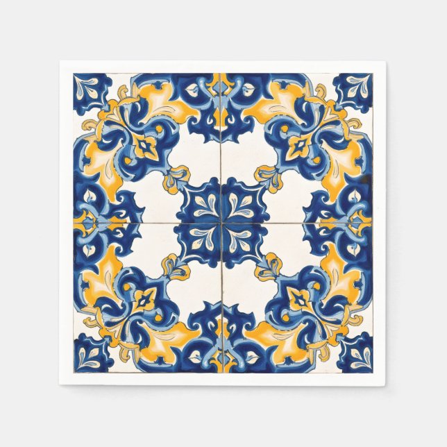 Portugisiska blå Azulejo pappersservetter (Framsidan)