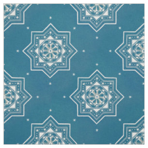 Portugisiska blå Azulejos Tile Mönster Tyg