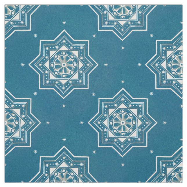 Portugisiska blå Azulejos Tile Mönster Tyg (Provkarta)