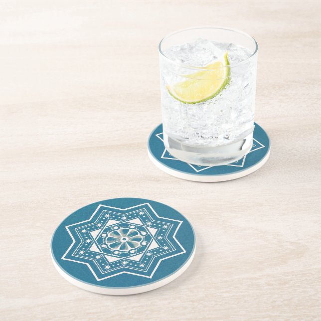 Portugisiska blå Azulejos Tile Mönster Underlägg (Sidan)