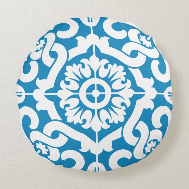 Portugisiska blå plattor 1 rund kudde (Framsidan)