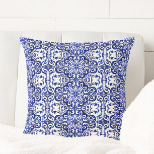 Portugisiska Blue Azulejo Tile Mönster Dekorativ k Kudde