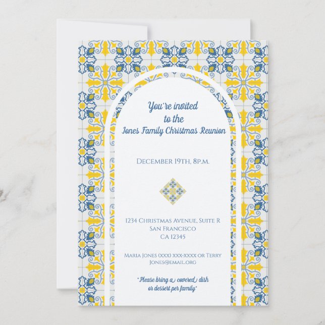 Portugisiska brickor för familjeåterförening inbjudningar (Framsida)