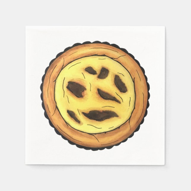 Portugisiska Custard Egg Tart Pastel Pastéis de Na Pappersservett (Framsidan)