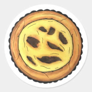 Portugisiska Custard Egg Tart Pastel Pastéis de Na Runt Klistermärke