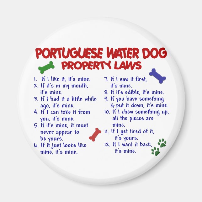PORTUGISISKA Egendom-lagarna VATTEN HUND 2 Magnet (Framsidan)