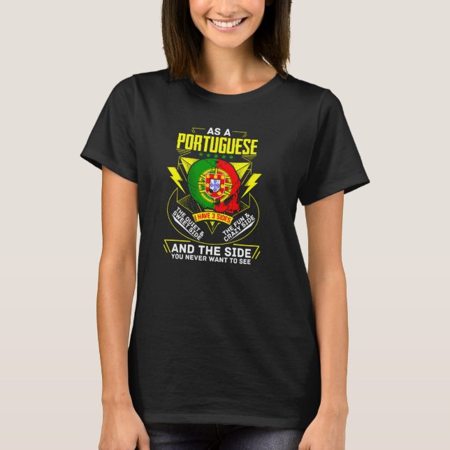 Portugisiska Flagga 3 sidor Portugal T Shirt (Framsida)