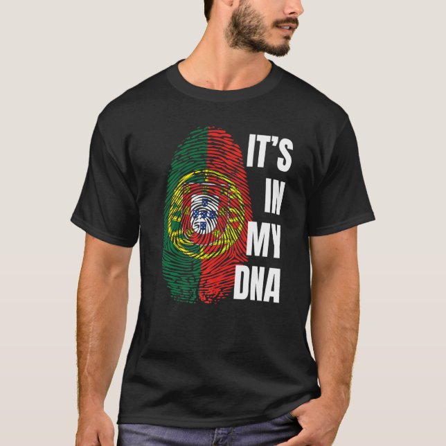 Portugisiska Flagga Dna Fingerprint Portugal T Shirt (Framsida)