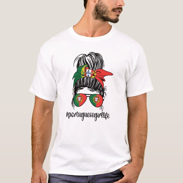 Portugisiska Flagga Girl Portugal T Shirt (Framsida)