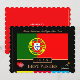 Portugisiska Flagga & Gott nytt år/Bästa Önskemål Julkort