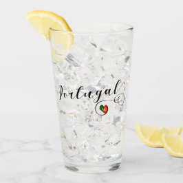 Portugisiska Flagga Heart Design, Portugal Glaskopp