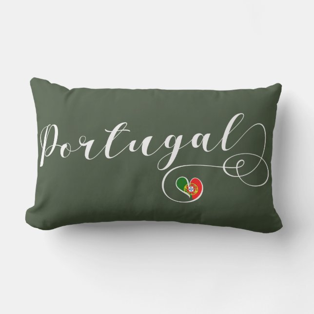 Portugisiska Flagga Heart, Portugal Lumbarkudde (Framsida)