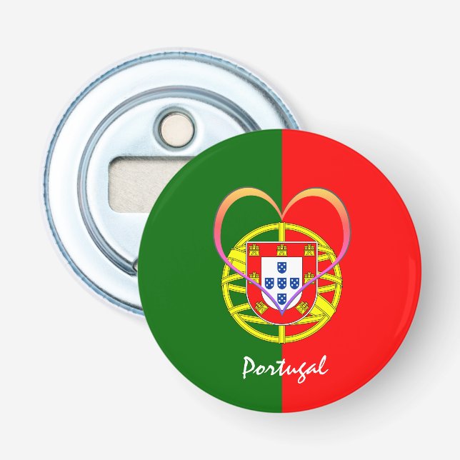 Portugisiska flagga & Heart - Portugal/sportfantas Flasköppnare (Framsidan)