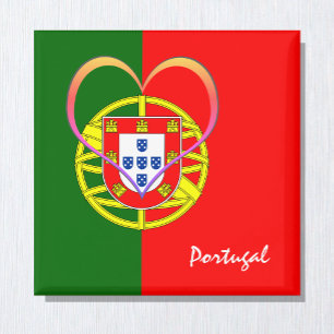 Portugisiska flagga & Heart - Portugal/sportfantas Magnet