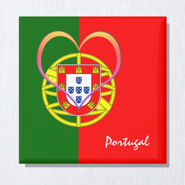 Portugisiska flagga & Heart - Portugal/sportfantas Magnet (Skapare uppladdad)