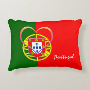 Portugisiska flagga & Heart - Portugal/sportfantas Prydnadskudde