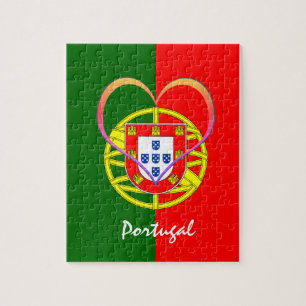 Portugisiska flagga & Heart - Portugal/sportfantas Pussel