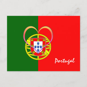 Portugisiska flagga & Heart - Portugal/sportfantas Vykort
