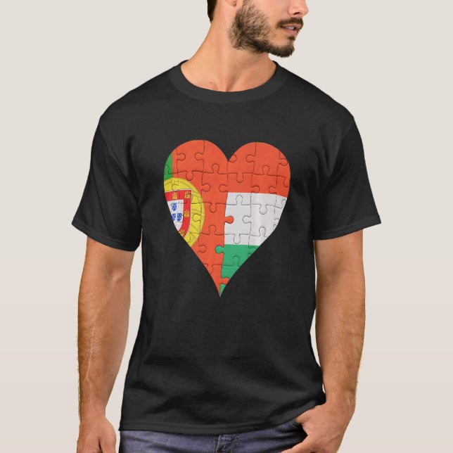 Portugisiska Flagga Heart T Shirt (Framsida)
