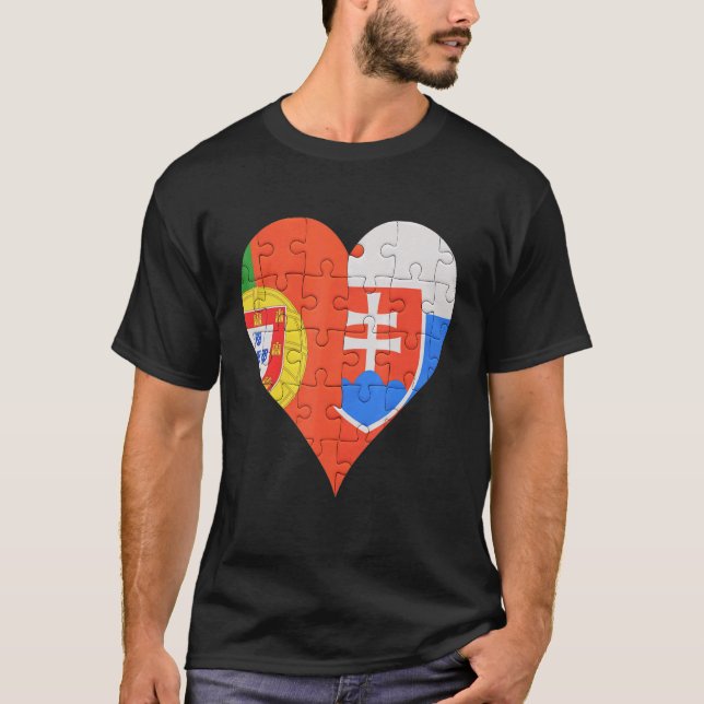 Portugisiska Flagga Heart T Shirt (Framsida)