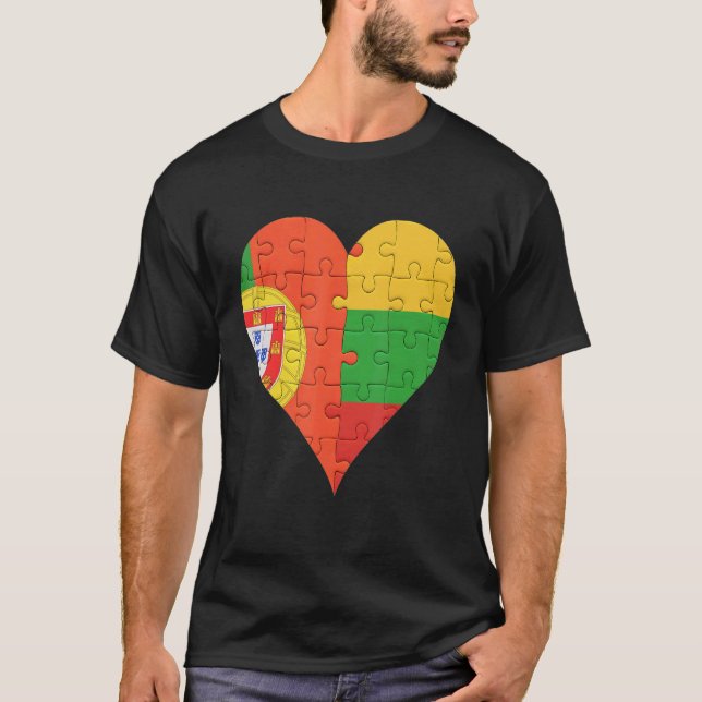 Portugisiska Flagga Heart T Shirt (Framsida)