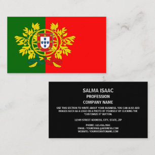 Portugisiska Flagga & Jacka av Arm, Flagga Portuga Visitkort