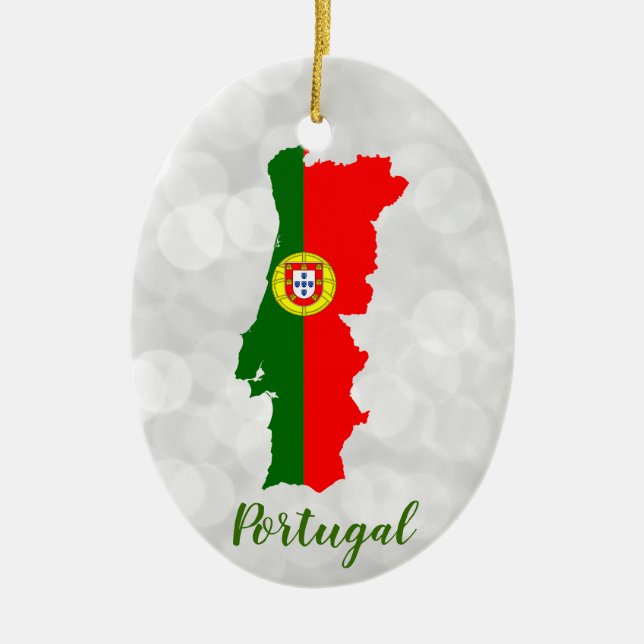 Portugisiska Flagga Karta Julgransprydnad Keramik (Framsidan)