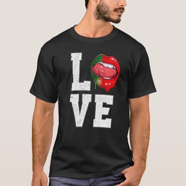 Portugisiska Flagga Oceanen Fläkt Kärlek T Shirt (Framsida)