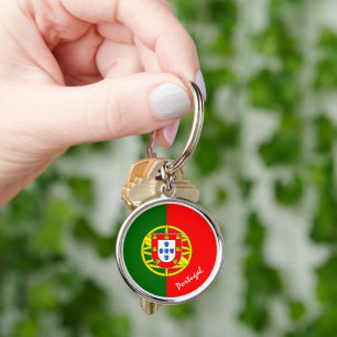 Portugisiska Flagga & Portugal mode /sportfantast Rund Silverfärgad Nyckelring