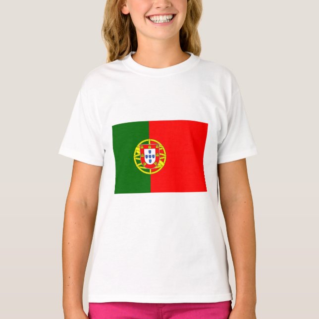 Portugisiska Flagga (Portugal) T Shirt (Framsida)