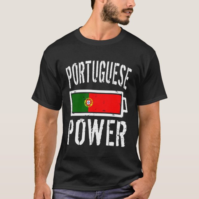 Portugisiska Flagga Power Battery Proud Tee (Framsida)