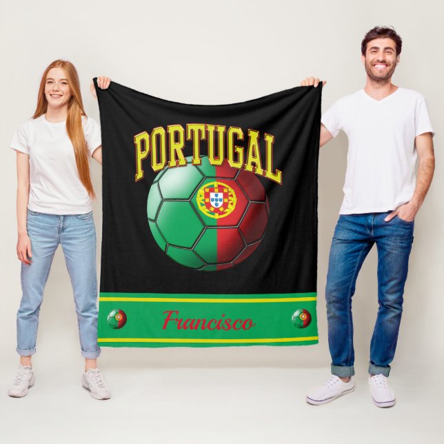 Portugisiska Flagga Soccer Ball | Namn Fleecefilt (På plats)