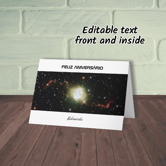 Portugisiska födelsedag din text astronomi kort (Skapare uppladdad)