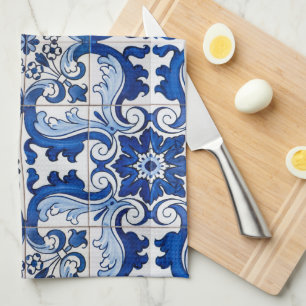 Portugisiska Glazed Tiles Azulejo Stil Kökshandduk