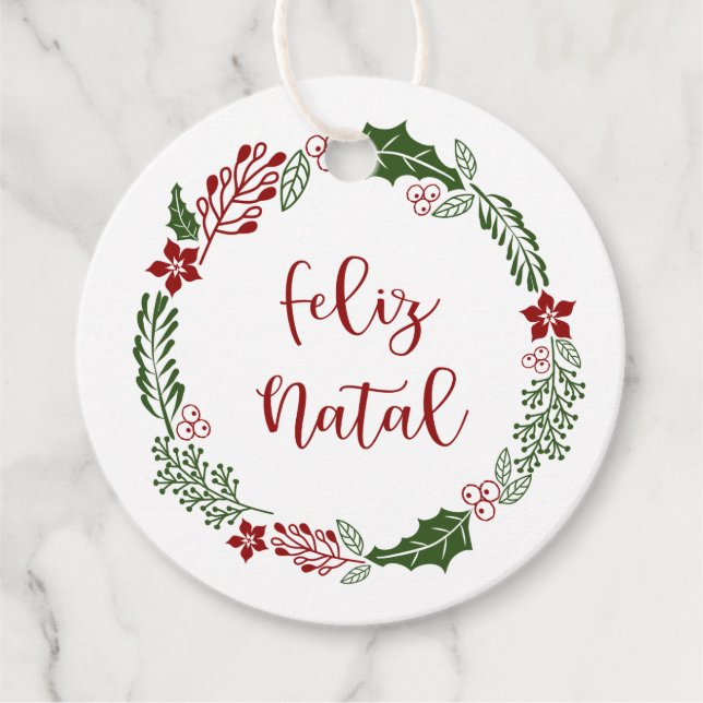 Portugisiska God jul, Feliz Natal, Anpassningsbar Gåvor Etiketter (Framsida)