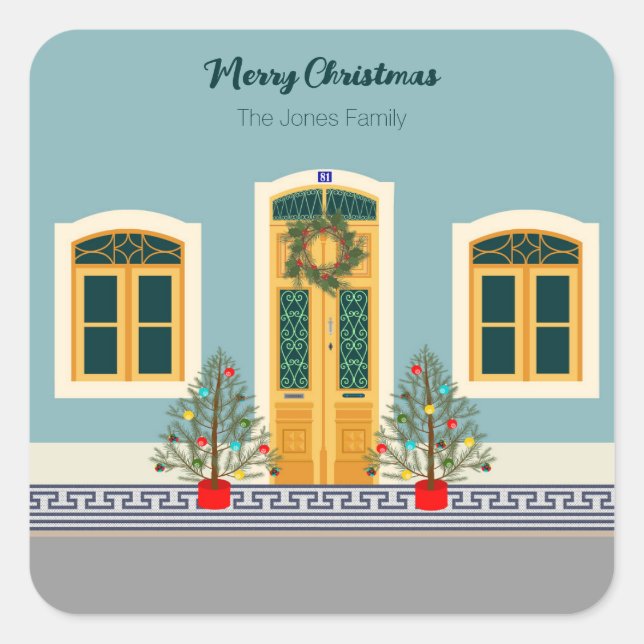 Portugisiska julfesten fyrkantigt klistermärke (Framsida)