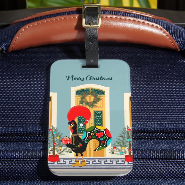 Portugisiska julhus med Tupp Hälsning Bagagebricka (Framsida Insitu 2)