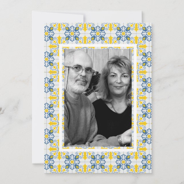 Portugisiska kakel familjefotobild julkort (Framsida)