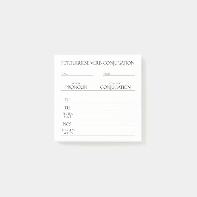 Portugisiska | Konjugationspraxis för verb Post-it Block (Framsida)