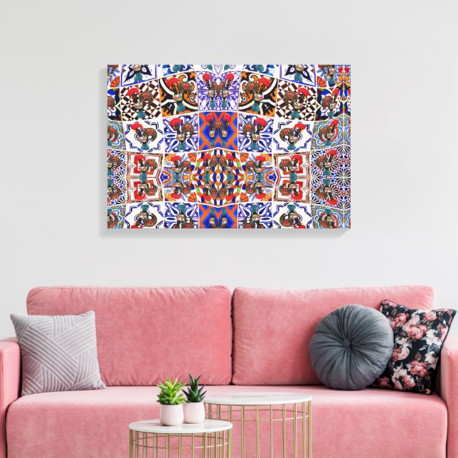Portugisiska kulturmönster poster canvastryck (Insitu (Vardagsrum))
