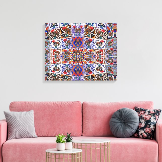 Portugisiska kulturmönster poster canvastryck (Insitu (Vardagsrum))