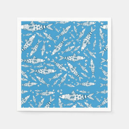 Portugisiska Lissabon Sardines Mönster Azulejos Bl Pappersservett