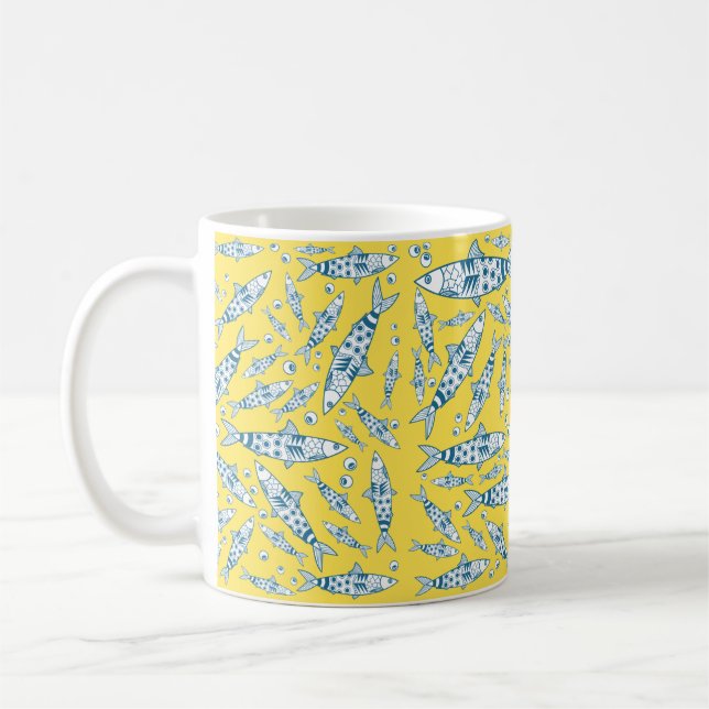 Portugisiska Lissabon Sardines Mönster Azulejos Gu Kaffemugg (Vänster)