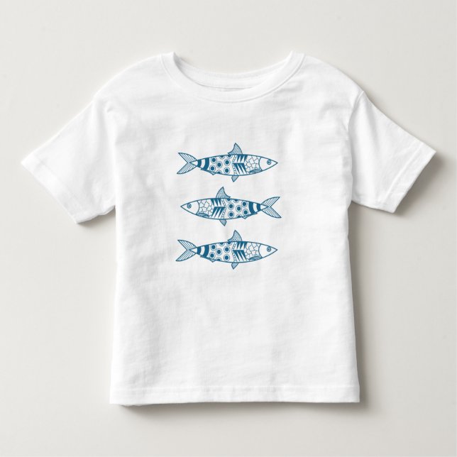 Portugisiska Lissabon Sardines Mönster Azulejos T Shirt (Framsida)